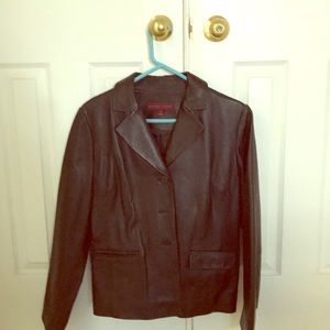 Faux leather blazer